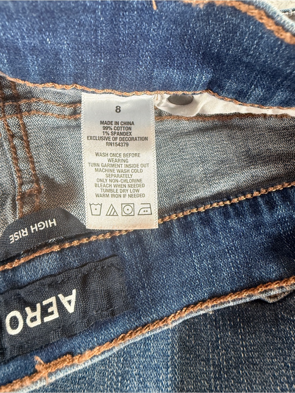 NWT Aeropostale High Rise Mini Skirt Distressed Denim Raw Hem Blue Size 8 - Picture 4 of 12
